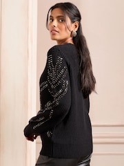 Love & Roses Black Hotfix Jumper - Image 2 of 4