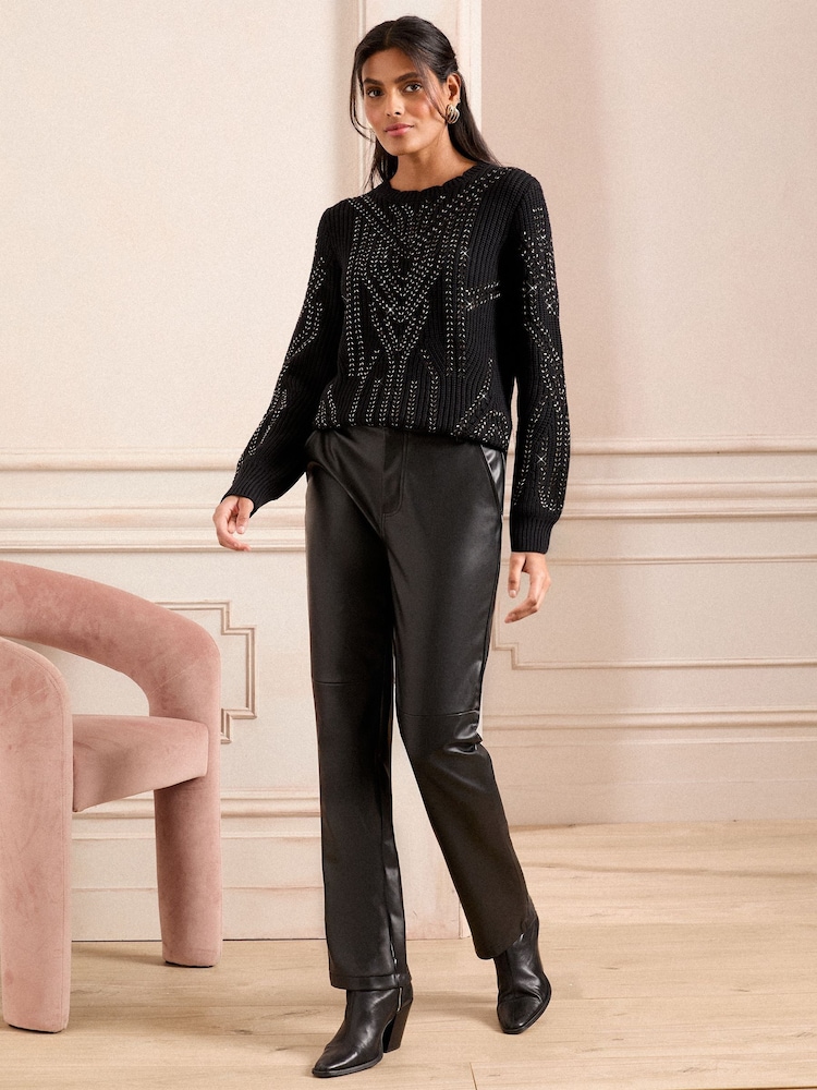 Love & Roses Black Hotfix Jumper - Image 3 of 4