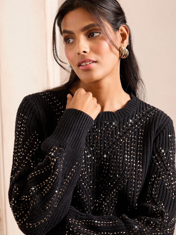 Love & Roses Black Hotfix Jumper - Image 4 of 4