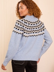 Love & Roses Blue Cosy Hotfix Jumper With a Touch of Wool - Image 3 of 4