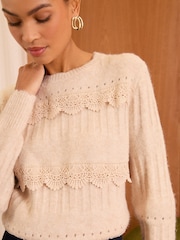 Love & Roses Ivory Lace Jumper - Image 3 of 4