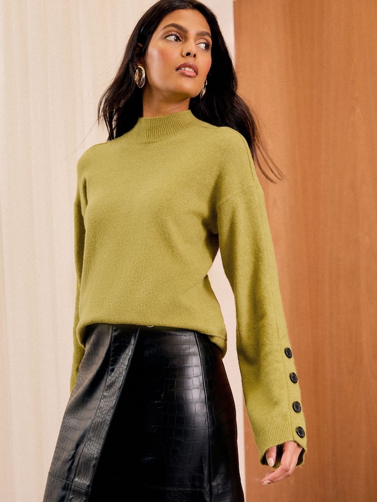 Love & Roses Green Premium With Wool High Neck Jumper - Image 1 of 5