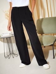 Friends Like These Black Premium Elastic Back Tailored Wide Leg Trousers - Image 1 of 4
