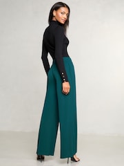 Lipsy Teal High Waist Wide Leg Tailored Trousers - Image 4 of 4