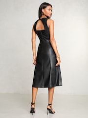 Lipsy Faux Leather Sleeveless Fit and Flare Midi Dress - Imagen 4 de 4