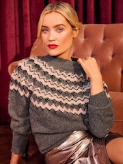 Love & Roses Grey Cosy Hotfix Jumper With a Touch of Wool - Image 1 of 4