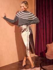 Love & Roses Grey Cosy Hotfix Jumper With a Touch of Wool - Image 4 of 4