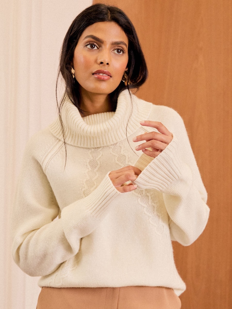 Love & Roses Ivory Premium 100% Wool Knitted Jumper - Image 1 of 4 Love & Roses Ivory Premium 100% Wool Knitted Jumper - Image 1 of 4