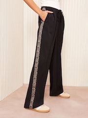 Friends Like These Black Wide Leg Tailored Side Stripe Trousers - Image 1 of 1