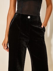 Lipsy Black Velvet Wide Leg Trousers - Image 3 of 4