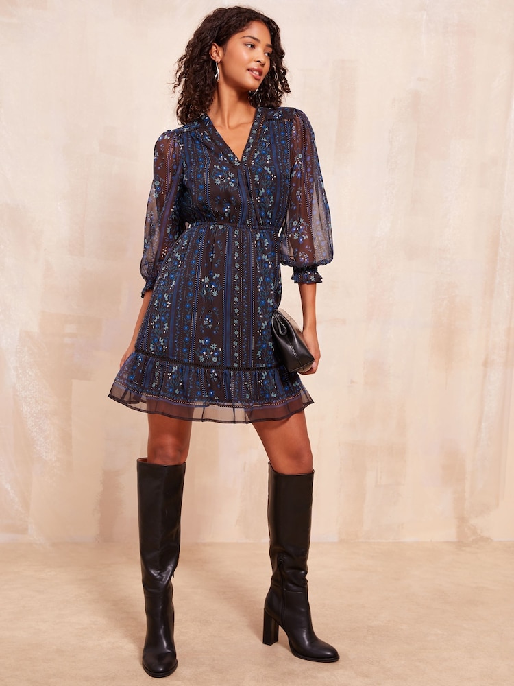 Friends Like These Manches longues Chiffon Mini Robe - Image 3 of 5