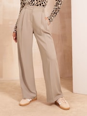 Friends Like These Camel Premium Elastic Back Tailored Wide Leg Trousers - Image 1 of 4