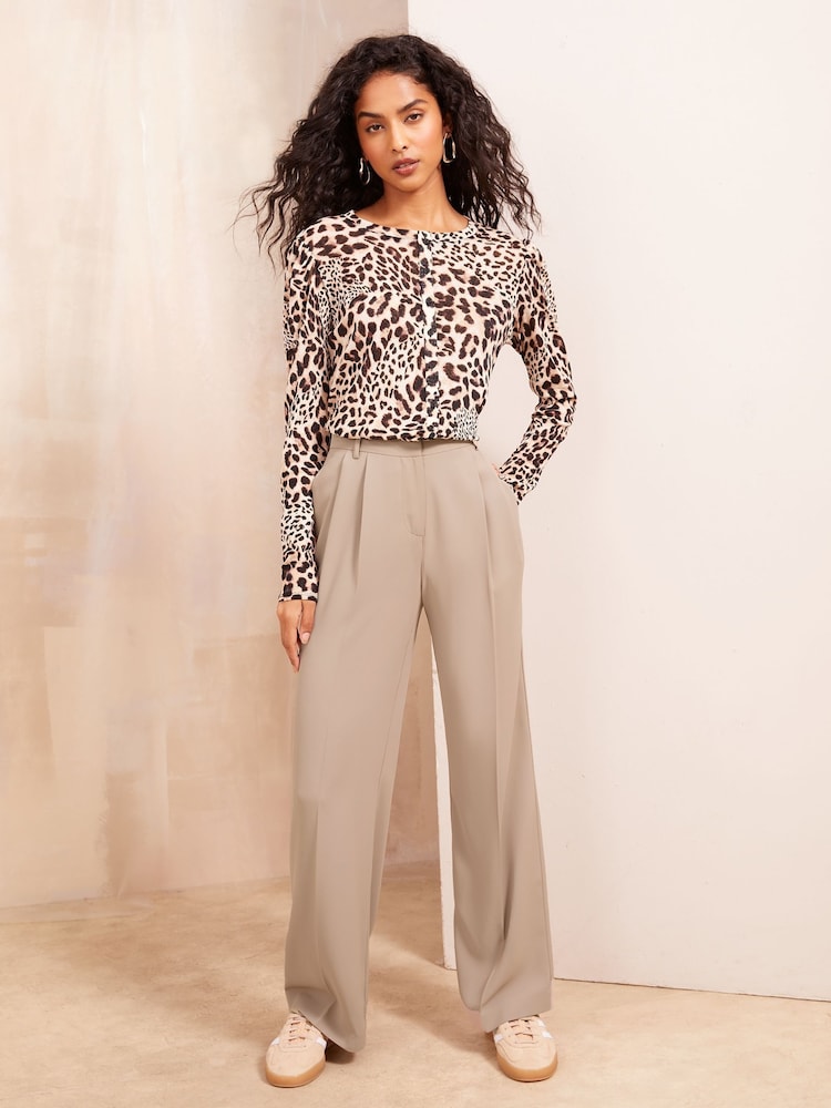 Friends Like These Camel Premium Elastic Back Tailored Wide Leg Trousers - Image 2 of 4