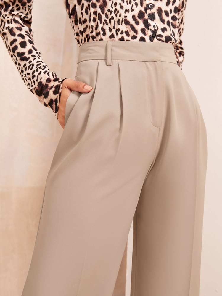 Friends Like These Camel Premium Elastic Back Tailored Wide Leg Trousers - Image 3 of 4