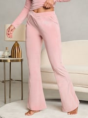 Lipsy Pink Velour Wide Leg Trousers - Image 1 of 4