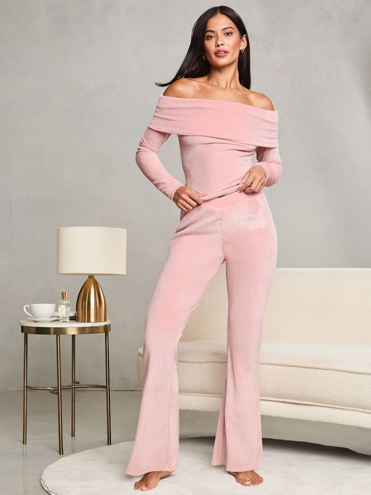 Lipsy Pink Velour Wide Leg Trousers - Image 2 of 4