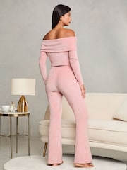 Lipsy Pink Velour Wide Leg Trousers - Image 4 of 4