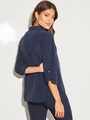 Lipsy Navy V-Neck 3/4 Sleeve Collared Blouse - Image 2 of 4