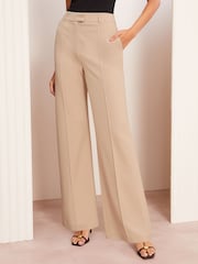 Friends Like These Neutral Wide Leg Stretch Tailored Trousers - Image 1 of 4