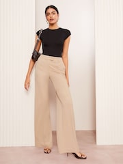 Friends Like These Neutral Wide Leg Stretch Tailored Trousers - Image 2 of 4