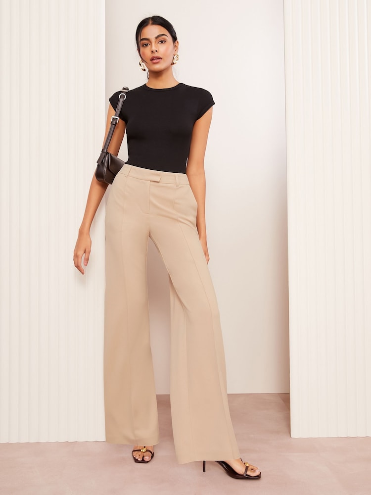 Friends Like These Neutral Wide Leg Stretch Tailored Trousers - Image 2 of 4
