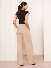 Friends Like These Neutral Wide Leg Stretch Tailored Trousers - Image 4 of 4