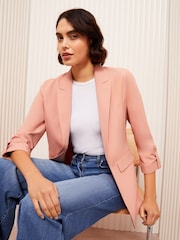 Friends Like These Pink Edge to Edge Tailored Sleeve Detail Blazer - Image 3 of 4