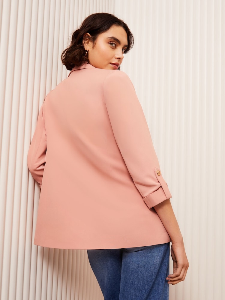 Friends Like These Pink Edge to Edge Tailored Sleeve Detail Blazer - Image 4 of 4