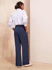 Friends Like These Navy Petite Premium Elastic Back Tailored Wide Leg Trousers - Image 4 of 5