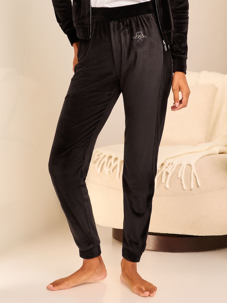 Lipsy Black Velour Jogger Trousers - Image 1 of 4
