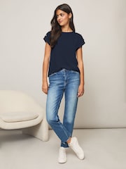 Lipsy Navy Blue Round Neck T-Shirt - Image 3 of 4