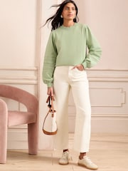 Love & Roses Sage Green Pintuck Jersey Sweatshirt - Image 3 of 4