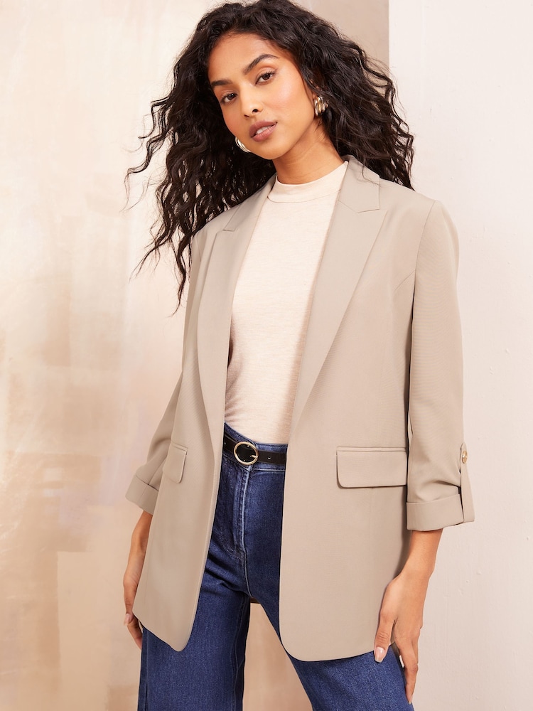 Neutral - Friends Like These Edge to Edge Skräddarsydd Sleeve Detail Kavaj - Bild 1 av 4