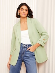 Friends Like These Green Haze Petite Edge to Edge Tailored Sleeve Detail Blazer - Image 1 of 4