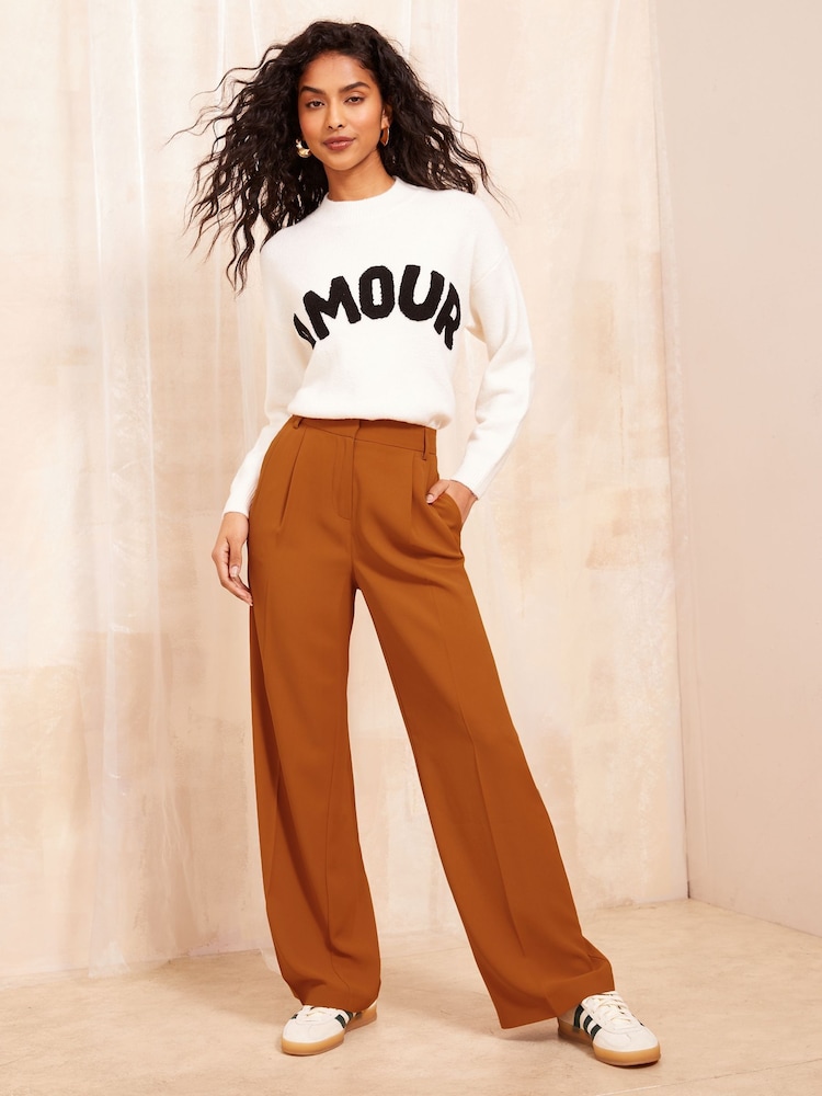 Friends Like These Orange Premium Elastic Back Tailored Wide Leg Trousers - Image 2 of 4