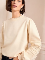 Love & Roses Ivory Pintuck Jersey Sweatshirt - Image 3 of 4