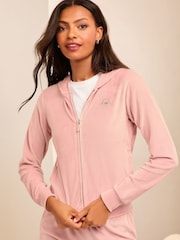 Lipsy Pink Velour Zip Through Hoodie - Image 3 of 4