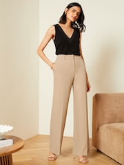 Love & Roses Camel High Waist Wide Leg Tailored Trousers - Image 4 of 4