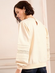 Love & Roses Ivory Pintuck Petite Jersey Sweatshirt - Image 3 of 4
