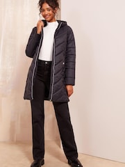 Friends Like These Black Mid Length Quilted Jacket - Image 2 of 4