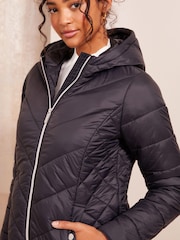 Friends Like These Black Mid Length Quilted Jacket - Image 3 of 4