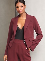 Lipsy Burgundy Red Single Button Tailored Blazer - Image 1 of 4