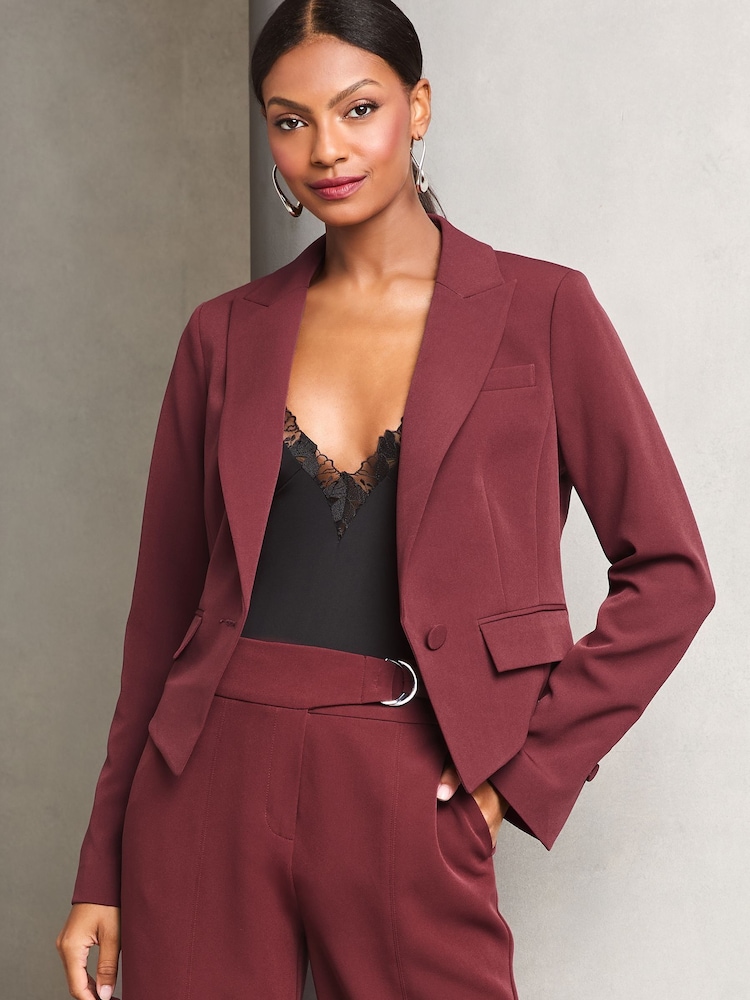 Lipsy Burgundy Red Single Button Tailored Blazer - Image 1 of 4