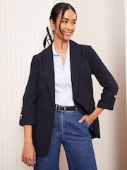 Friends Like These Navy Edge to Edge Tailored Sleeve Detail Blazer - Image 1 of 4