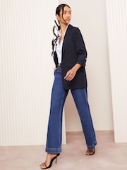 Friends Like These Navy Edge to Edge Tailored Sleeve Detail Blazer - Image 3 of 4