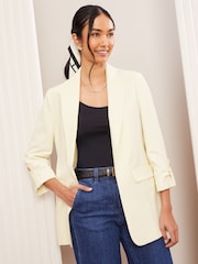 Friends Like These White Petite Edge to Edge Tailored Sleeve Detail Blazer - Image 1 of 4
