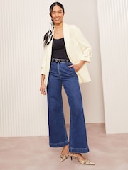 Friends Like These White Petite Edge to Edge Tailored Sleeve Detail Blazer - Image 3 of 4