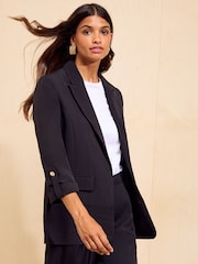 Friends Like These Black Edge to Edge Tailored Sleeve Detail Blazer - Image 5 of 5