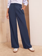 Friends Like These Navy Premium Elastic Back Tailored Wide Leg Trousers - Image 1 of 5