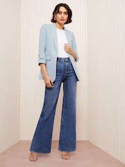 Friends Like These Blue Petite Edge to Edge Tailored Sleeve Detail Blazer - Image 3 of 5